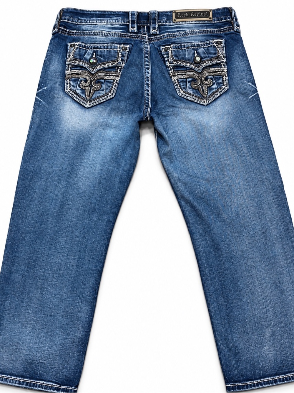 Rock Revival Linne Easy Crop Jeans 29x24 Distressed Stretch Denim EUC